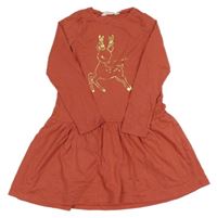 Cihlově červené bavlněné šaty se sobem H&M