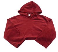 Karmínová zamatová crop mikina s kapucňou Shein