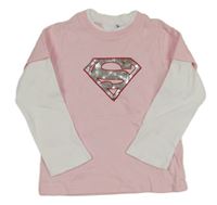 Světlerůžovo-bílé mikinotriko so znakem Supermana H&M
