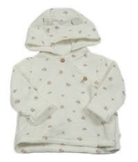 Bílá propínací vzorovaná mikina s kytičkami a kapucí F&F