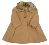 Béžový flaušový kabát s kožíškem F&F