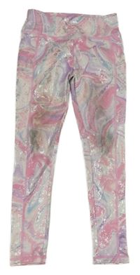 Nové - Svetloružová -farebné vzorované športové legíny Dunnes