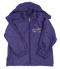 Fialová šušťáková bunda s ukrývací kapucňou