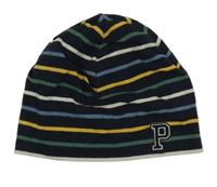 Tmavomodrá bavlnená čapica s prúžkami Polarn O. Pyret