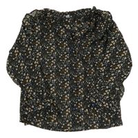 Tmavomodrá šifonová halenka s kytičkami Zeeman