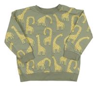 Khaki mikina so žirafami  TU