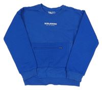 Kobaltově modrá vzorovaná mikina s nápisom Matalan