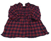 Tmavomdoro-ružová kockovaná košeľová tunika Nutmeg