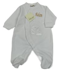 Nové - Biely zamatový overal s medvedíkom So Cute