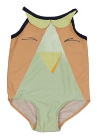 Oranžové jednodílné plavky s ptáčkem H&M