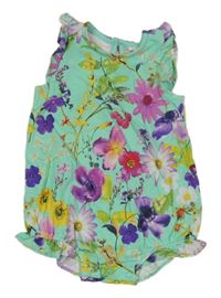 Zelený kraťasový květovaný overal Next