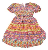 Farebné vzorované plátenné šaty s průřezy Matalan