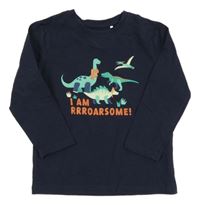 Tmavomodré tričko s dinosaurami Topolino