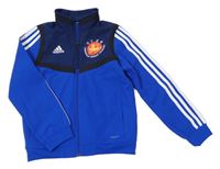 Kobaltově modro-tmavomodrá funkční sportovní bunda s potiskem a logem Adidas