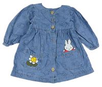 Modré rifľové prepínaci šaty so zajíčky - miffy Next