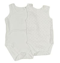 2x - Bílé košilkové body - Bílé M&S, bílé s růžovými srdíčky George