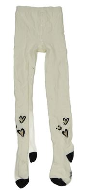 Bílo-černé puntíkaté punčocháče se srdíčky