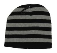 Nové - čierno-sivá pruhovaná pletená čapica