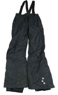 Tmavošedé šusťákové funkční zimní oteplovačky s vločkami a odepínacími kšandami crivit