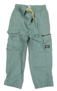 Světlemodrošedé cargo cuff šušťákové nohavice s nášivkou Topomini