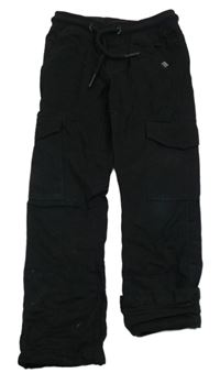 Čierne cargo plátenné podšité nohavice s úpletovým pasom dopodopo