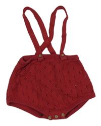 Bordó perforované pletené kraťasy s trakami George