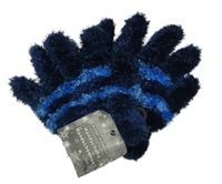 Nové - tmavomodro-modré chlupaté prstové rukavice 