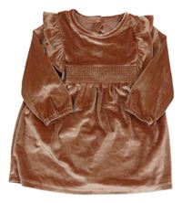 Starorůžové sametové šaty s volánky Tu