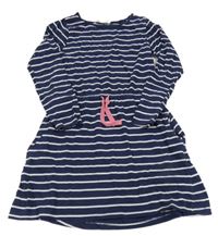 Tmavomodro-bílé pruhované šaty H&M