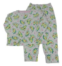 Sivé melírované pyžama s avokády a srdiečkami F&F