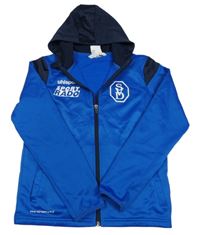 Cobaltovoě modro-tmavomodrá thermo prepínaci mikina s nápismi a kapucňou uhlsport