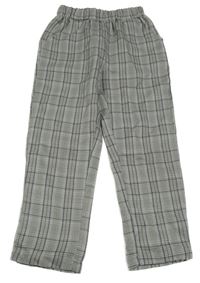 Sivo-bielo-tmavomodré kockované vzorované nohavice SHEIN