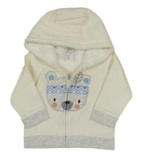 Smetanovo-svetlosivá prepínaci mikina s medvedíkom a kapucňou C&A