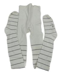 Bílo-černé pruhované punčocháče 