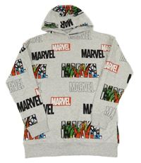 Světlešedá melírovaná mikina s Avengers a logy a kapucí PRIMARK