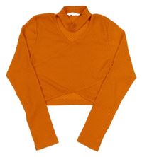 Pomerančové vzorované crop tričko Candy Couture