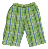 Zeleno-bílo-modro-tmavomodré kostkované plátěné kraťasy Chapter young