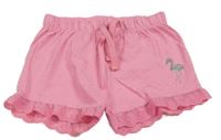 Ružové melírované kraťasy s plameňákem a volániky s madeirou Kiki&Koko