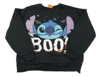 Černá crop mikina se Stitchem a překlápěcími flitry George