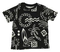 Čierne tričko s bielymi obrázky H&M