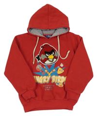 Červená tepláková mikina s Angry Birds a kapucňou