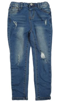 Modré skinny rifle s vyšúchaním SHEIN