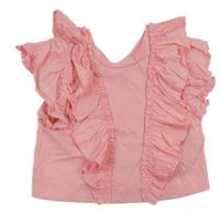 Svetloružové crop tričko s volánikmi KIDS