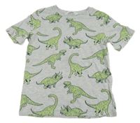 Svetlosivé melírované tričko s dinosaurami H&M