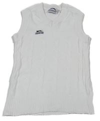 Biela vzorovaná pletená vesta s logom Slazenger