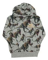 Sivá melírovaná mikina s dinosaurami a kapucí - Jurský svět H&M