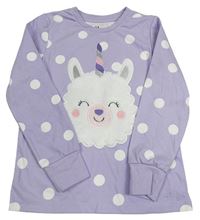Lila puntíkatá pyžamová mikina s lamou C&A