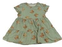 Zelenošedé bavlnené šaty s králikmi zn. H&M