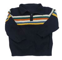 Tmavomodrý polo svetr s pruhy Matalan