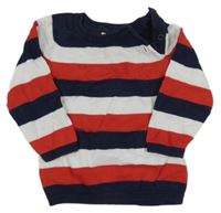 Tmavomodro-bielo-červený pruhovaný sveter H&M